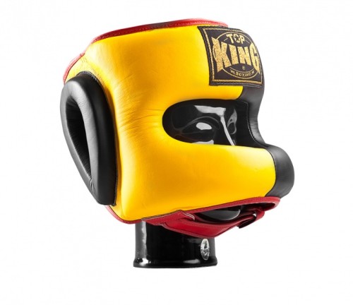 TOP KING Kask Bokserski z Osłoną Nosa Żółto-Czarny