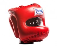 TWINS SPECIAL Kask Bokserski z Osłoną Nosa i Brody HGL-10 Czerwony
