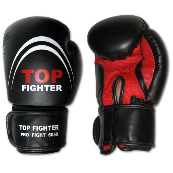 TOP FIGHTER Rękawice Bokserskie Wentylowane Czarne