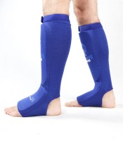 GROUND GAME Ochraniacze Piszczeli i Stopy Elastyczne z Rzepem Niebieskie