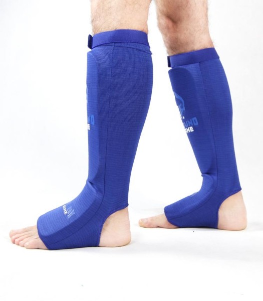 GROUND GAME Ochraniacze Piszczeli i Stopy Elastyczne z Rzepem Niebieskie
