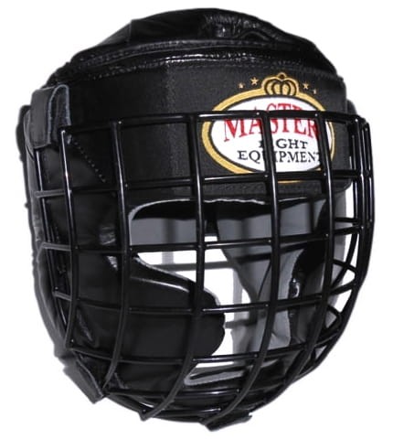 MASTERS Kask Karate / Krav Maga z Kratą Metalową Skórzany KSS-K Czarny