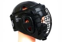 MASTERS Kask Karate / Krav Maga z Kratą Metalową Skórzany KSS-K Czarny