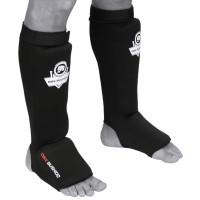 BUSHIDO Ochraniacze Piszczeli i Stopy Elastyczne z Rzepem Czarne