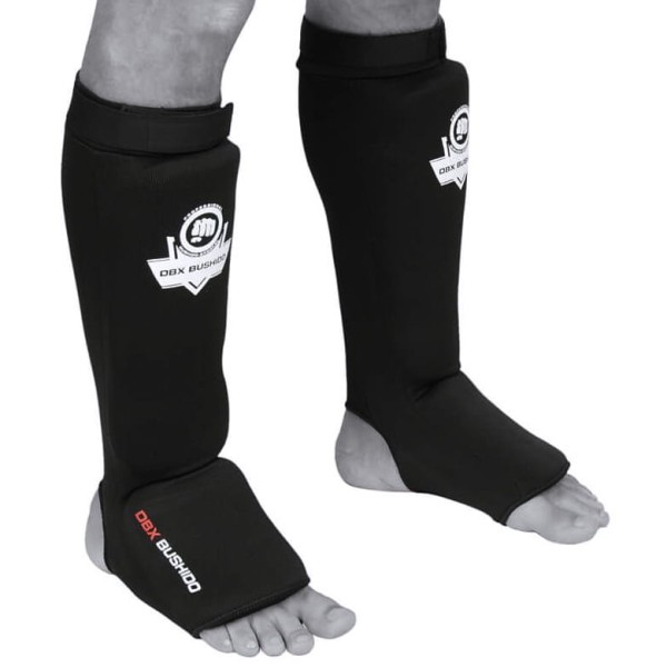 BUSHIDO Ochraniacze Piszczeli i Stopy Elastyczne z Rzepem Czarne