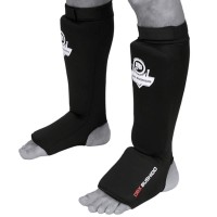 BUSHIDO Ochraniacze Piszczeli i Stopy Elastyczne z Rzepem Czarne