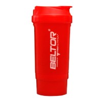 BELTOR Shaker Dwukomorowy 500ml Czerwony