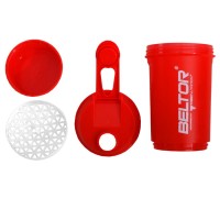 BELTOR Shaker Dwukomorowy 500ml Czerwony