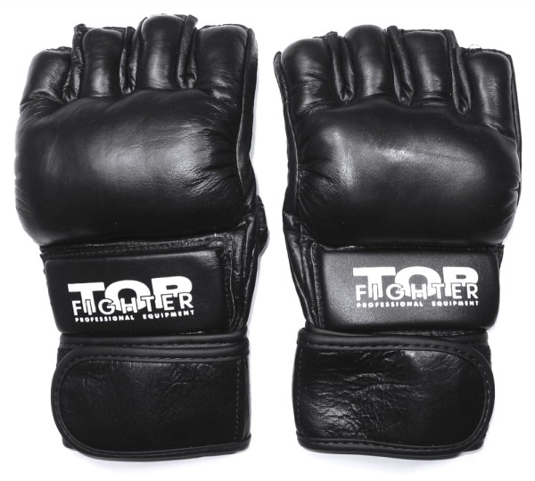 TOP FIGHTER Rękawice MMA Czarne (długi rzep)