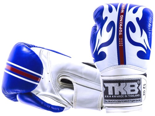 TOP KING Rękawice Bokserskie World Series Biało-Niebieskie