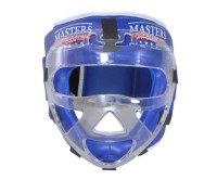 MASTERS Kask do Karate / Kickboxingu z Maską Kratką Plastikową Niebieski WAKO