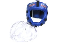 MASTERS Kask do Karate / Kickboxingu z Maską Kratką Plastikową Niebieski WAKO