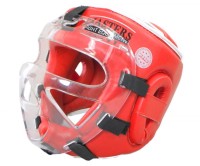 MASTERS Kask do Karate / Kickboxingu z Maską Kratką Plastikową Czerwony WAKO