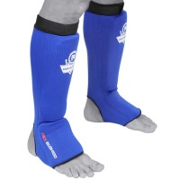 BUSHIDO Ochraniacze Piszczeli i Stopy Elastyczne z Rzepem Niebieskie