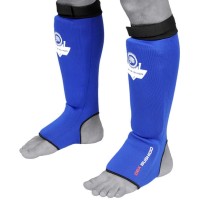 BUSHIDO Ochraniacze Piszczeli i Stopy Elastyczne z Rzepem Niebieskie