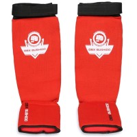 BUSHIDO Ochraniacze Piszczeli i Stopy Elastyczne z Rzepem Czerwone