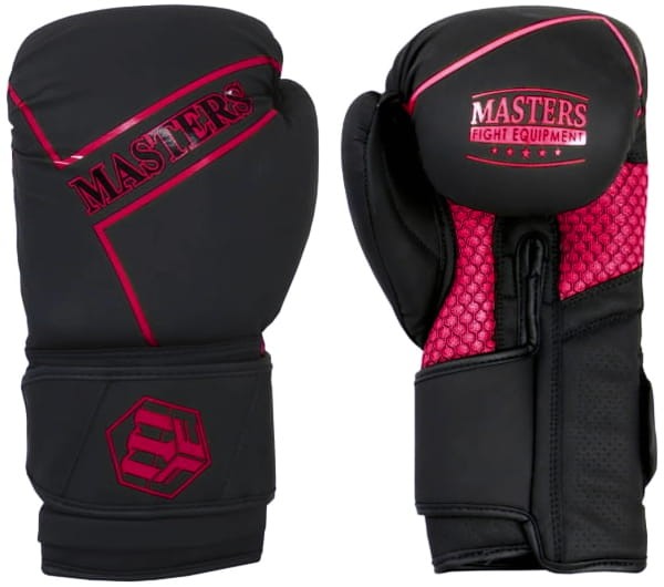 MASTERS Rękawice Bokserskie RPU-BLACK Czarno-Różowe