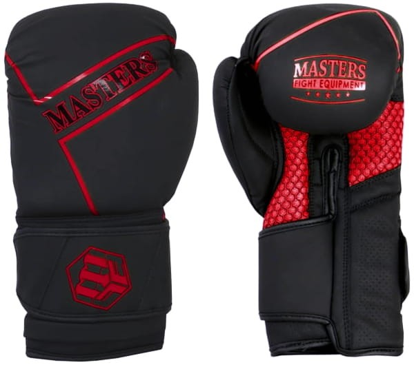 MASTERS Rękawice Bokserskie RPU-BLACK Czarno-Czerwone