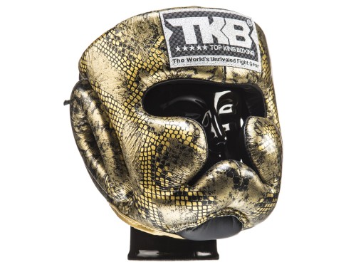 TOP KING Kask Bokserski Sparingowy Snake Skin Złoty