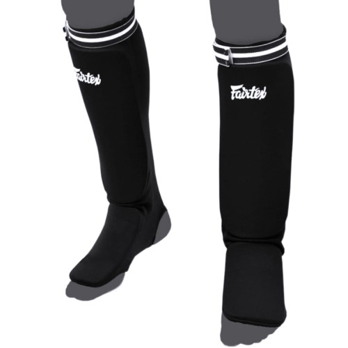 FAIRTEX Ochraniacze Piszczeli i Stopy Elastyczne z Rzepem Czarne
