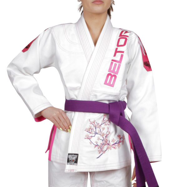 BELTOR Kimono do BJJ Damskie LADIES Biało-Różowe (450g)