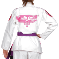 BELTOR Kimono do BJJ Damskie LADIES Biało-Różowe (450g)