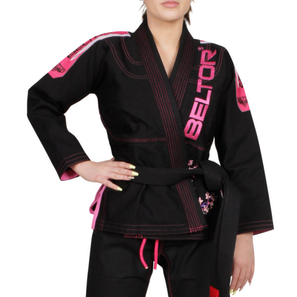 BELTOR Kimono do BJJ Damskie LADIES Czarno-Różowe (450g)