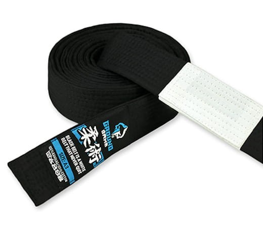 GROUND GAME Pas do BJJ Jiu Jitsu Czarny (z białym panelem)