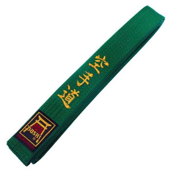 BUSHI Pas do Karate z Haftem Karate-do Zielony