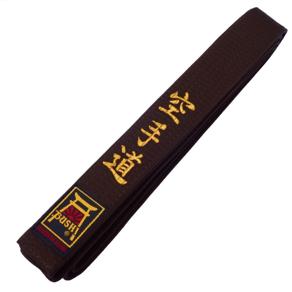 BUSHI Pas do Karate z Haftem Karate-do Brązowy PREMIUM