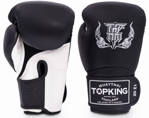 TOP KING Rękawice Bokserskie Super Air TKBGSA Czarno-Białe