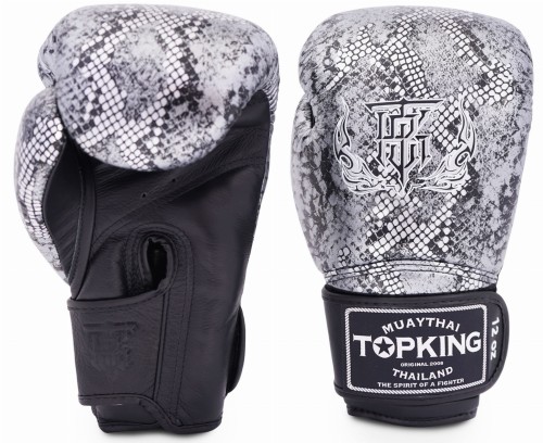 TOP KING Rękawice Bokserskie Snake Skin Srebrne