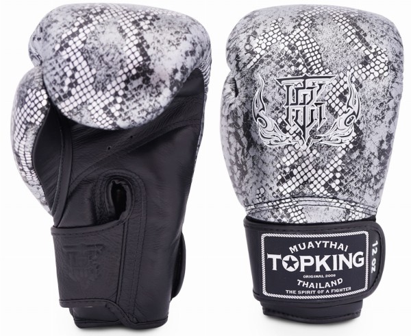 TOP KING Rękawice Bokserskie Snake Skin Srebrne