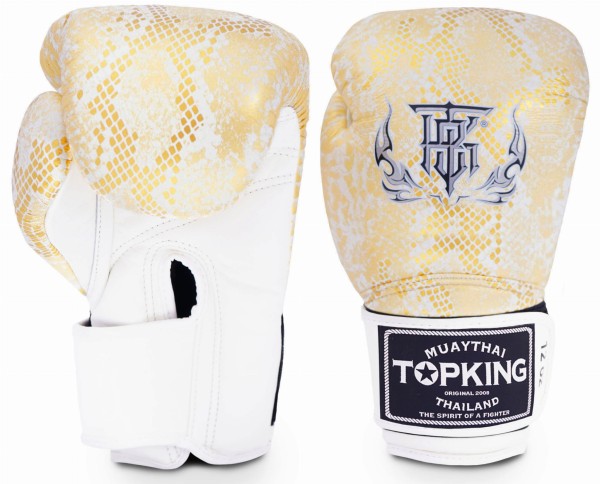 TOP KING Rękawice Bokserskie Snake Skin Jasnozłote