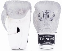 TOP KING Rękawice Bokserskie Snake Skin Jasnosrebrne