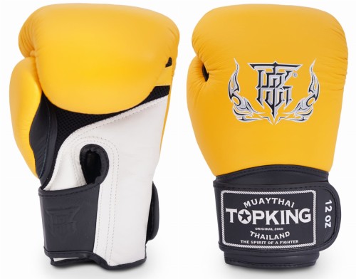 TOP KING Rękawice Bokserskie Super Air TKBGSA Żółto-Biało-Czarne
