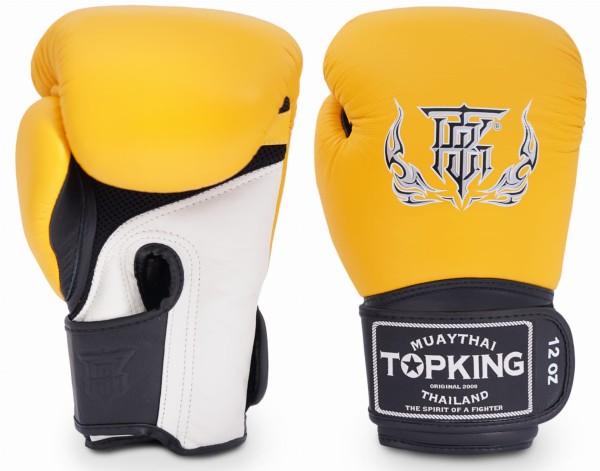 TOP KING Rękawice Bokserskie Super Air TKBGSA Żółto-Biało-Czarne