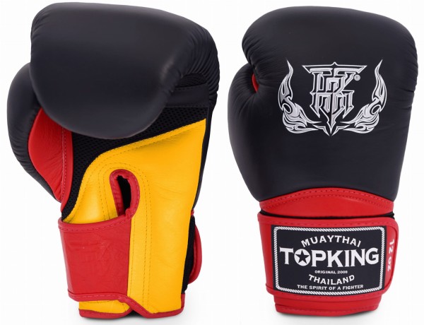 TOP KING Rękawice Bokserskie Super Air TKBGSA Czarno-Żółto-Czerwone