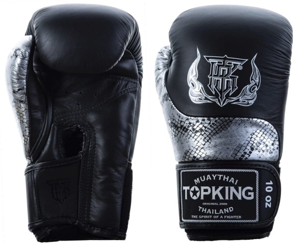 TOP KING Rękawice Bokserskie Power Snake TKBGPW Czarno-Srebrne