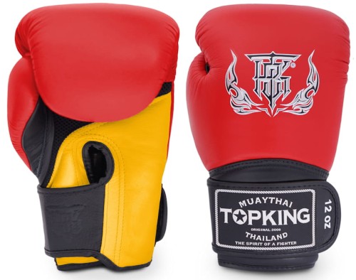 TOP KING Rękawice Bokserskie Super Air TKBGSA Czerwono-Żółto-Czarne