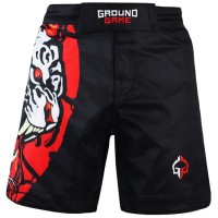 GROUND GAME Spodenki MMA White Tiger