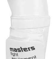 MASTERS Ochraniacze Piszczeli i Stopy Elastyczne z Rzepem do Karate Białe