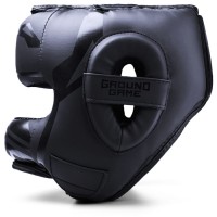 GROUND GAME Kask Bokserski Sparingowy z Osłoną Nosa / Belką STRIPE BLACK