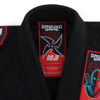 GROUND GAME Kimono do BJJ Dziecięce NINJA Czarne (350g)