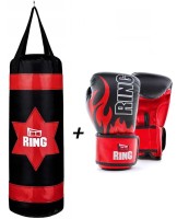 RING SPORT Worek Bokserski 60/22cm (4kg) Dziecięcy + Rękawice 4 oz