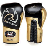 RIVAL Rękawice Bokserskie Wiązane RS100 PROFESSIONAL SPARRING Czarno-Złote