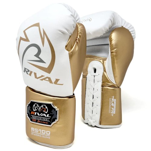 RIVAL Rękawice Bokserskie Wiązane RS100 PROFESSIONAL SPARRING Biało-Złote