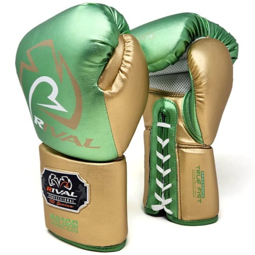 RIVAL Rękawice Bokserskie Wiązane RS100 PROFESSIONAL SPARRING Zielono-Złote