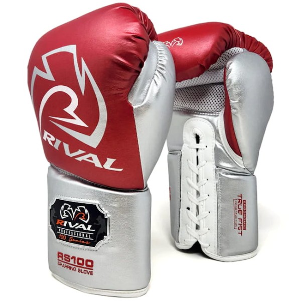 RIVAL Rękawice Bokserskie Wiązane RS100 PROFESSIONAL SPARRING Czerwono-Srebrne