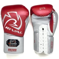 RIVAL Rękawice Bokserskie Wiązane RS100 PROFESSIONAL SPARRING Czerwono-Srebrne